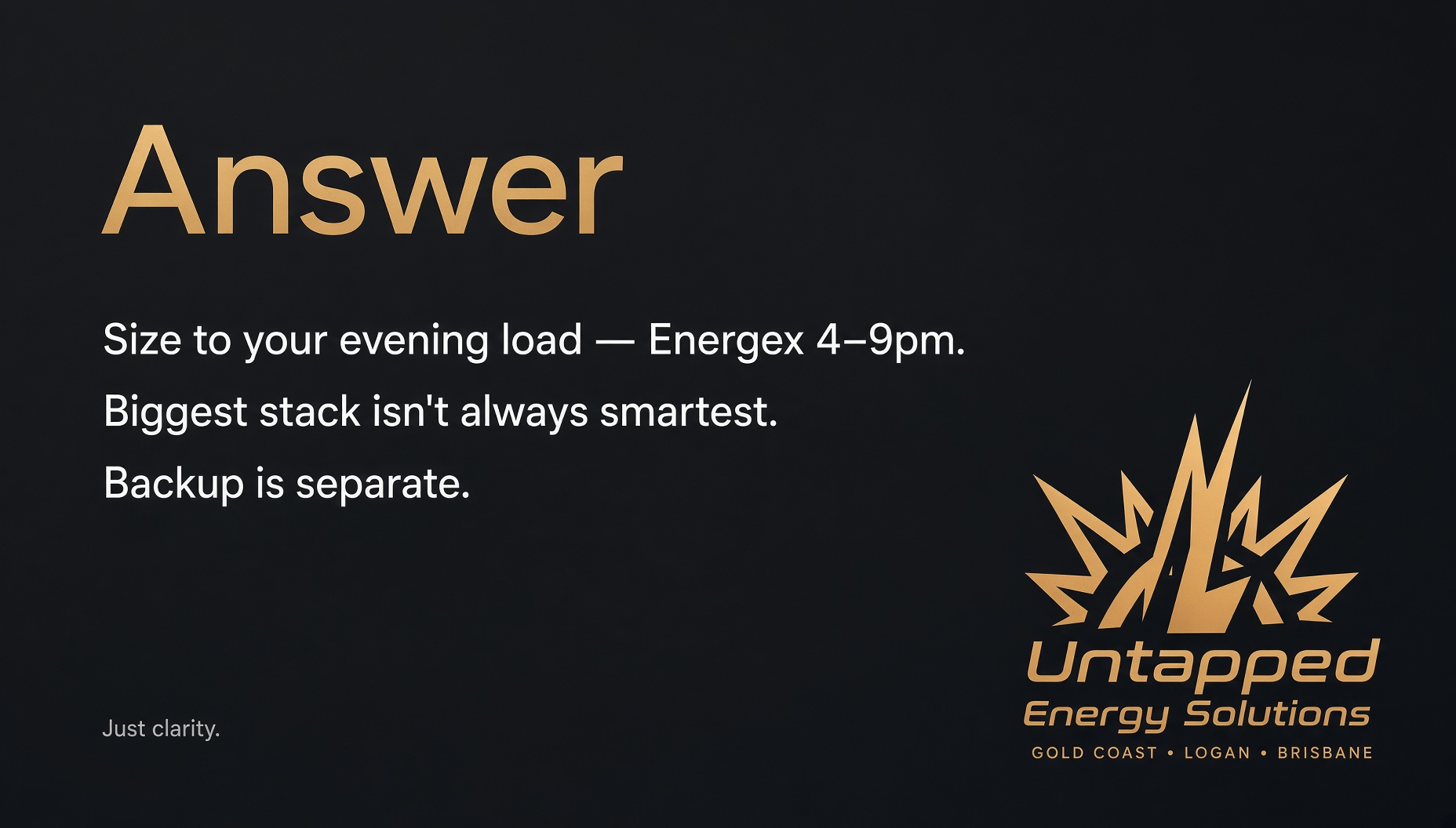 Size a Gold Coast home battery to evening load in the Energex 4 to 9pm window. Backup is a separate decision.