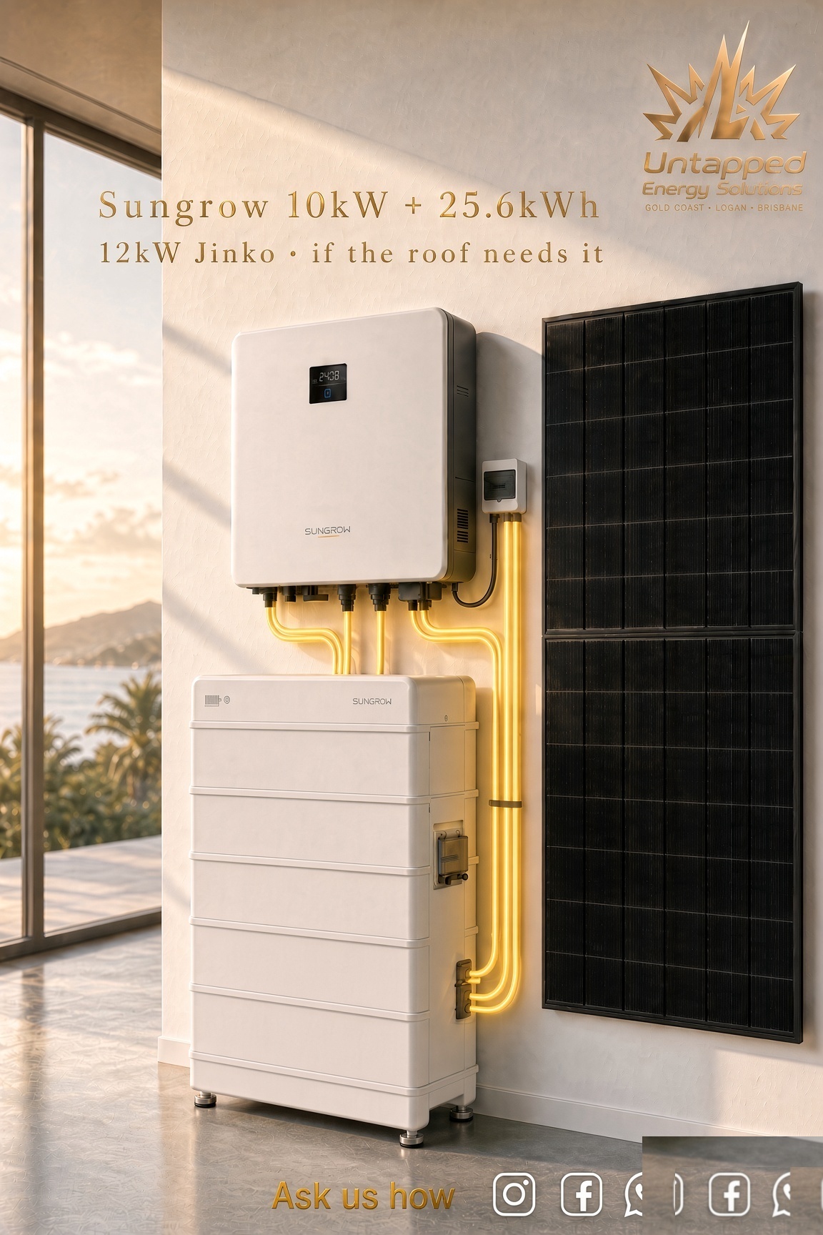 Sungrow 10kW plus 25.6kWh with Jinko solar package Gold Coast