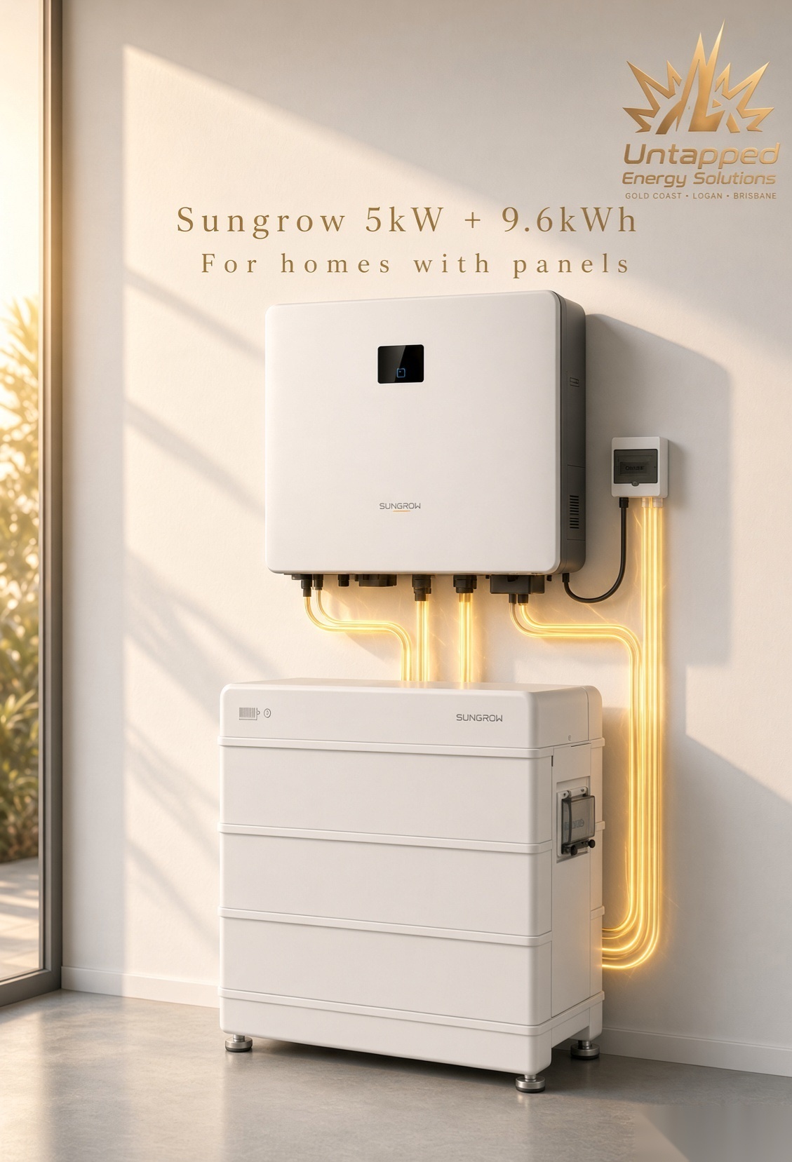 Sungrow hybrid battery starter 9.6kWh from 7400 no full backup Gold Coast