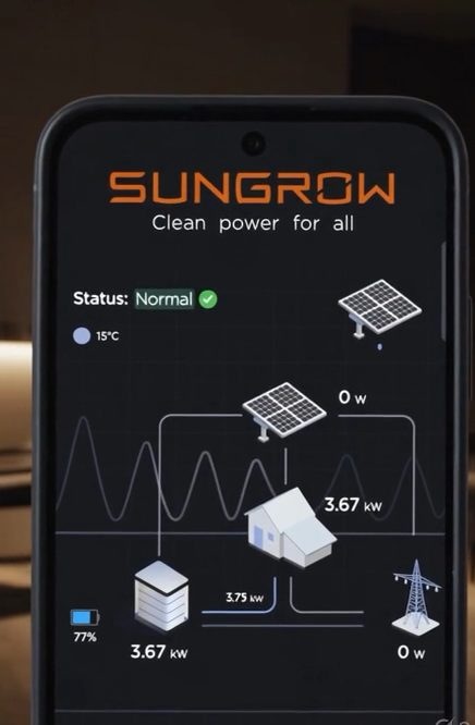 Sungrow iSolarCloud app monitoring home battery
